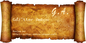 Götter Ambos névjegykártya